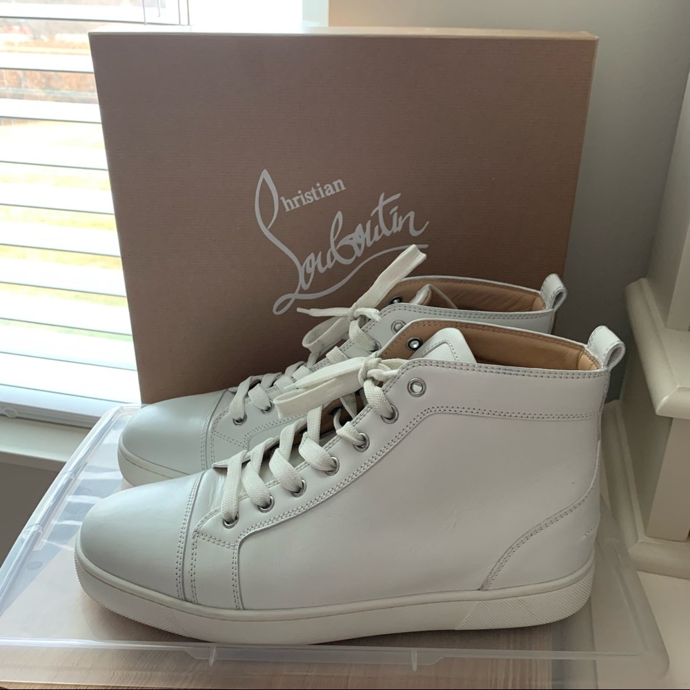 Christian Louboutin Men’s Louis Flat White Sneakers Size 42 - Picture 2 of 9